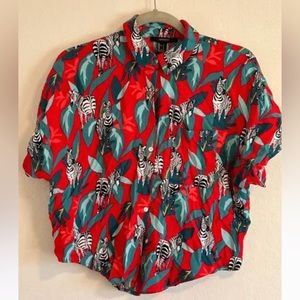 Forever 21 Zebra Novelty Print Button Up
